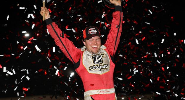 Bobby Pierce in victory lane at Boone (Iowa) Speedway. (Mike Ruefer photo)