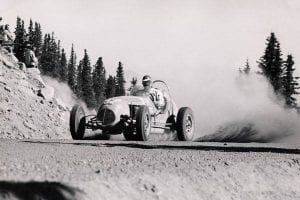 Bobby Unser charges up Pikes Peak in a champ car. (NSSN Archives Photo)