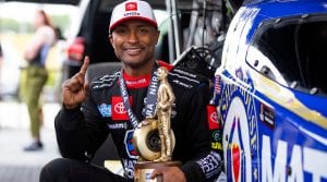 Antron Brown's recent Top Fuel victory at Atlanta Dragway moved him into a tie with NHRA legend Joe Amato on the all-time Top Fuel victory list. (Mark Rebilas Photo)