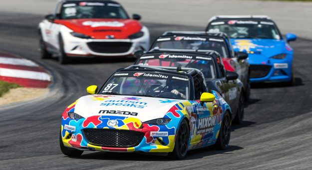 Selin Rollan raced to victory in Saturday's Idemitsu Mazda MX-5 Cup event at the Mid-Ohio Sports Car Course.