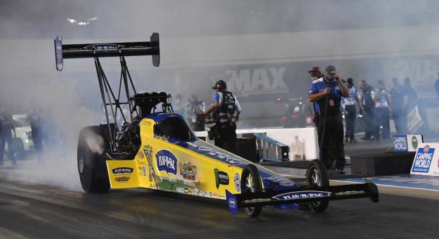 Brittany Force topped NHRA Top Fuel qualifying Friday at zMAX Dragway. (NHRA Auto Imagery Photo)
