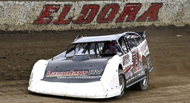 Hudson O'Neal won the Late Model Lidlifter at Eldora Speedway on Saturday night. (Mike Campbell Photo)