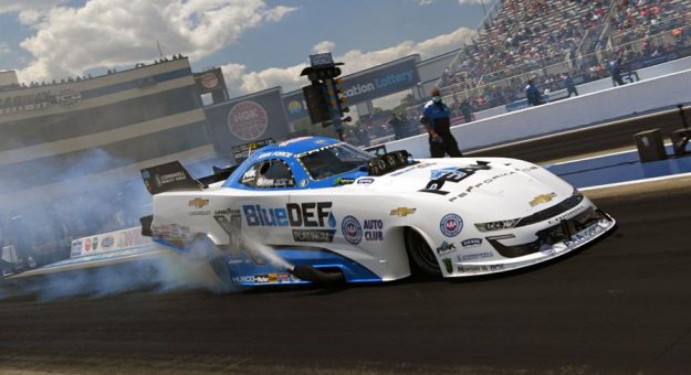 John Force topped Funny Car qualifying at the Four-Wide Nationals. (Gary Nastase/Auto Imagery Photo)
