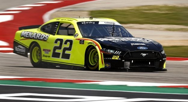 AUSTIN, TEXAS - MAY 21: Austin Cindric, driver of the #22 Menards/Richmond Ford, drives during practice for the NASCAR Xfinity Series Pit Boss 250 at Circuit of The Americas on May 21, 2021 in Austin, Texas. (Photo by Jared C. Tilton/Getty Images) | Getty Images
