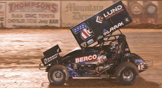 Justyn Cox in action Sunday night at Placerville Speedway. (Joe Shivak Photo)