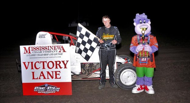 Scotty Weir in victory lane Friday at Gas City I-69 Speedway. (Randy Crist Photo)