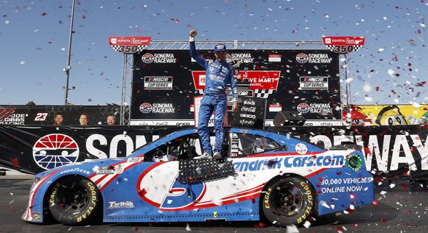 Kyle Larson dominated Sunday's Toyota/Save Mart 350 at Sonoma Raceway. (Maddie Meyer/Getty Images Photo)
