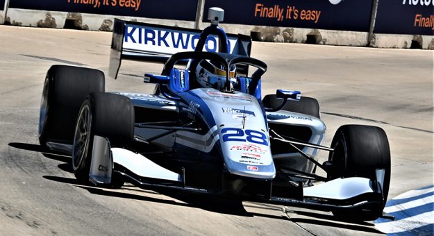 Kyle Kirkwood has claimed the pole for the first of two Indy Lights races in Detroit, Mich. (Al Steinberg Photo)