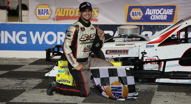 Chase Dowling in victory lane Friday at Stafford Motor Speedway.