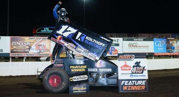 Austin McCarl won for the third time this year at Huset's Speedway on Sunday. (Tylan Porath Photo)