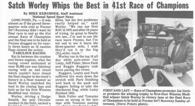 Satch Worley won the final race on Pocono Raceway's infield short track in 1991. (NSSN Archives)