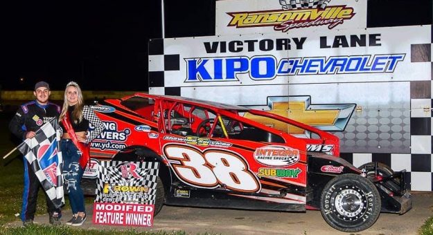 Ryan Susice in victory lane at Ransomville Speedway. (Tom Stevens Photo)