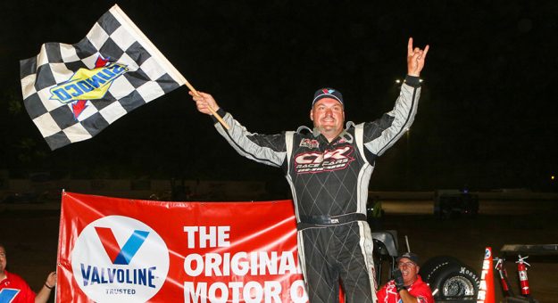 Randy Weaver in victory lane Friday at Boyd's Speedway. (Chad Wells Photo)
