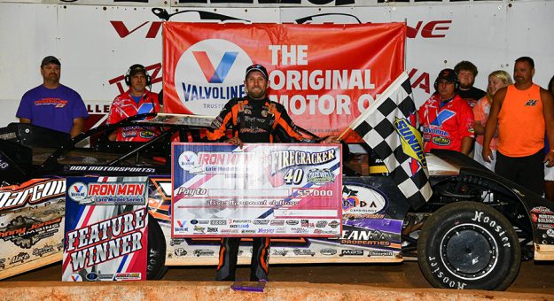 Dakotah Knuckles in victory lane Saturday at Tazewell Speedway. (Michael Moats Photo)