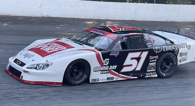 Nathan Byrd had a strong run with the Carolina Pro Late Model Series at Franklin County Speedway last Saturday night.