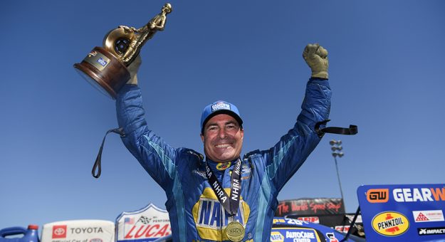 Ron Capps earned his first Funny Car win of the season Sunday at Auto Club Raceway at Pomona. (NHRA Photo)