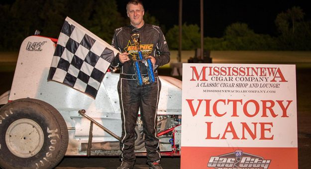 Scotty Weir in victory lane at Gas City I-69 Speedway. (Indy Racing Images Photo)