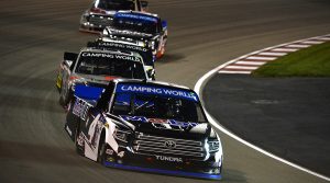 MADISON, ILLINOIS - AUGUST 20: John H. Nemechek, driver of the #4 Mobil 1 Toyota, leads the field during the NASCAR Camping World Truck Series Toyota 200 presented by CK Power at Gateway Motorsports Park on August 20, 2021 in Madison, Illinois. (Photo by Jeff Curry/Getty Images) | Getty Images