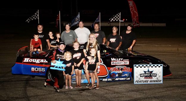 Casey Johnson in victory lane Friday at Madison Int'l Speedway.