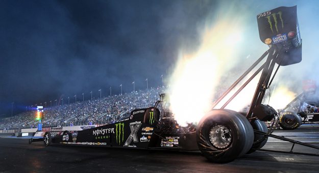 Brittany Force and her father, John Force, led the nitro categories on day one of the U.S. Nationals. (NHRA Photo)