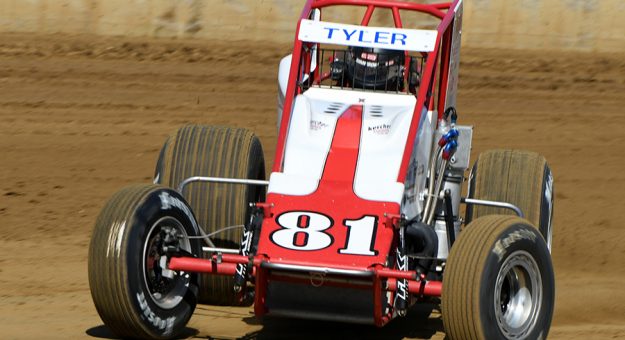 Brian Tyler marched to victory in the Ted Horn 100 Monday at the DuQuoin State Fairgrounds. (Don Figler Photo)