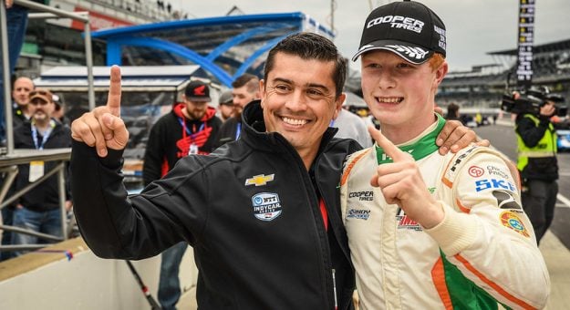 Rasmus Lindh (right) will return to Juncos Hollinger Racing for the final six Indy Lights races this year.
