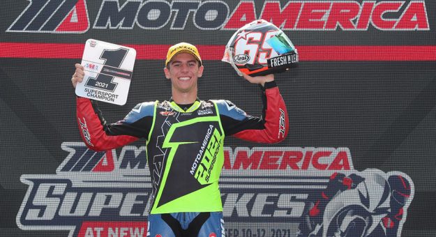 Sean Dylan Kelly finished second in Sunday's Supersport race at NJMP, but it was earned him the 2021 MotoAmerica Supersport Championship. (Brian J. Nelson Photo)