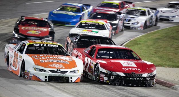 Peyton Sellers (26) races Bobby McCarty during the 2019 edition of the ValleyStar Credit Union 300 at Martinsville Speedway. (Diego Alvarado Photo)