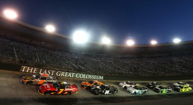 BRISTOL, TENNESSEE - SEPTEMBER 17: Noah Gragson, driver of the #9 Bass Pro Shops/TrueTimber/BRCC Chevrolet, and Justin Allgaier, driver of the #7 BRANDT Chevrolet, lead the field during the NASCAR Xfinity Series Food City 300 at Bristol Motor Speedway on September 17, 2021 in Bristol, Tennessee. (Photo by Brian Lawdermilk/Getty Images) | Getty Images