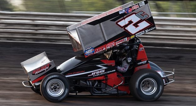 Wayne Johnson in action with the World of Outlaws.