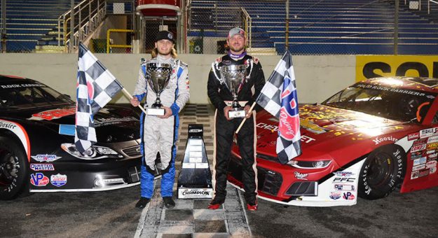 Carson Kvapil (left) and Bobby McCarty (right) each claimed CARS Tour titles with victories Saturday at South Boston Speedway.