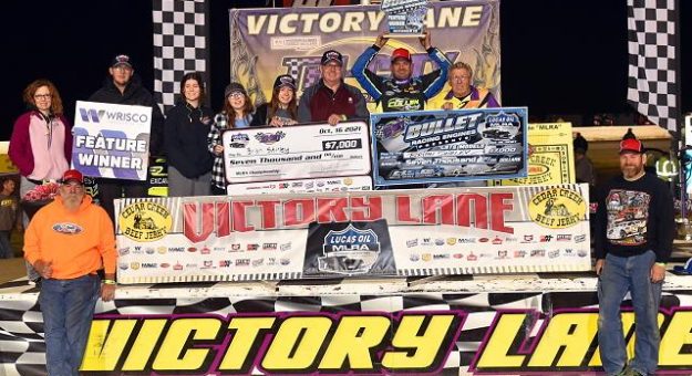 Brian Shirley in victory lane at Tri-City Speedway. (Lloyd Collins Photo)