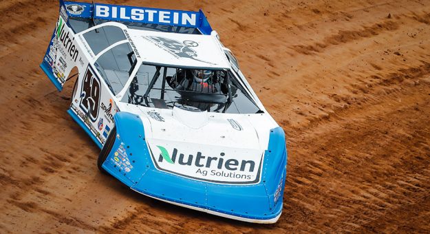 Jonathan Davenport won Friday's World of Outlaws Morton Buildings Late Model Series feature at The Dirt Track at Charlotte. (HHP/Chris Owens Photo)