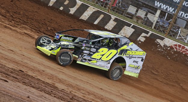 Brett Hearn raced to victory in the Super DIRTcar Series season finale Saturday at The Dirt Track at Charlotte. (HHP/Alan Marler Photo)