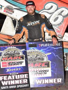 Billy Aton earned his first NARC-King of the West feature win this year at Santa Maria Raceway. (Joe Shivak Photo)