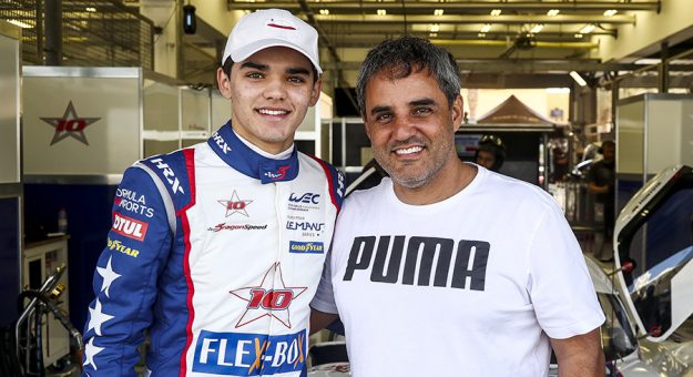 Juan Pablo Montoya (right) and his son, Sebastian Montoya (left) will co-drive for DragonSpeed during the 12 Hours of Sebring. (JEP Photo)