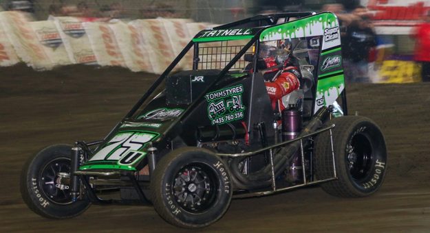 Brooke Tatnell during hot laps Wednesday inside the Tulsa Expo Center. (Brendon Bauman Photo)