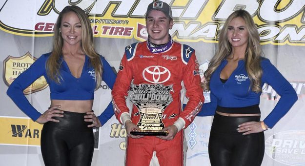 Christopher Bell after his victory Thursday night at Tulsa Expo Raceway. (Frank Smith Photo)