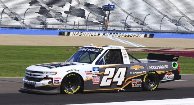 June 18, 2021: #24: Jack Wood, GMS Racing, Chevrolet Silverado Chevy Accessories During events at Nashville Superspeedway in Lebanon, TN  (HHP/Jim Fluharty)