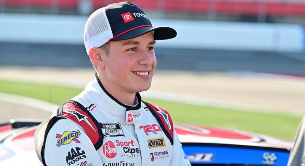 #20: Christopher Bell, Joe Gibbs Racing, Toyota Camry Toyota Honoring Our Fallen Heroes smiles during pre-race activities for the NASCAR Cup Series Coca-Cola 600 at Charlotte Motor Speedway in Concord, N.C., May 30, 2021.  (HHP/David Tulis)