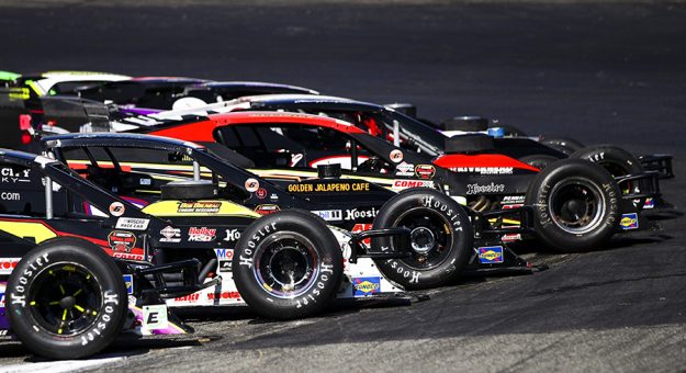 Cars line up before the Miller Lite 200 for the Whelen Modified Tour at Riverhead Raceway on September 18, 2021 in Riverhead, New York. (Adam Glanzman/NASCAR)