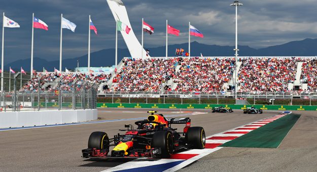 SOCHI, RUSSIA - SEPTEMBER 30: Max Verstappen of the Netherlands driving the (33) Aston Martin Red Bull Racing RB14 TAG Heuer on track during the Formula One Grand Prix of Russia at Sochi Autodrom on September 30, 2018 in Sochi, Russia.  (Photo by Clive Rose/Getty Images) | Getty Images
