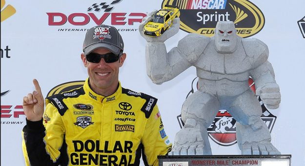 DOVER, DE - MAY 15:  Matt Kenseth, driver of the #20 Dollar General Toyota, poses with the trophy in Victory Lane after winning the NASCAR Sprint Cup Series AAA 400 Drive for Autism at Dover International Speedway on May 15, 2016 in Dover, Delaware.  (Photo by Matt Hazlett/Getty Images) | Getty Images
