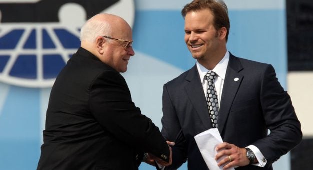 Bruton Smith And Marcus Smith At Zmax Dragway Ribbon Cutting Event 2008