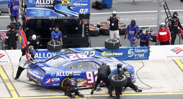 #92: Josh Williams, DGM Racing, Chevrolet Camaro Alloy Employer Services pits during the NASCAR Xfinity Series Alsco Uniforms 300 at Charlotte Motor Speedway in Concord, N.C., May 29, 2021.  (HHP/Harold Hinson)