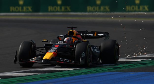 NORTHAMPTON, ENGLAND - JULY 07: Max Verstappen of the Netherlands driving the (1) Oracle Red Bull Racing RB19 on track during practice ahead of the F1 Grand Prix of Great Britain at Silverstone Circuit on July 07, 2023 in Northampton, England. (Photo by Ryan Pierse/Getty Images) // Getty Images / Red Bull Content Pool // SI202307070440 // Usage for editorial use only // | Getty Images
