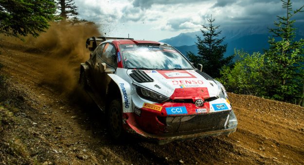 Kalle Rovanperä (FIN) Jonne Halttunen (FIN) Of team TOYOTA GAZOO RACING WRT  are seen performing during the  World Rally Championship Greece in Lamia, Greece on  9,September. 2023 // Jaanus Ree / Red Bull Content Pool // SI202309090180 // Usage for editorial use only //